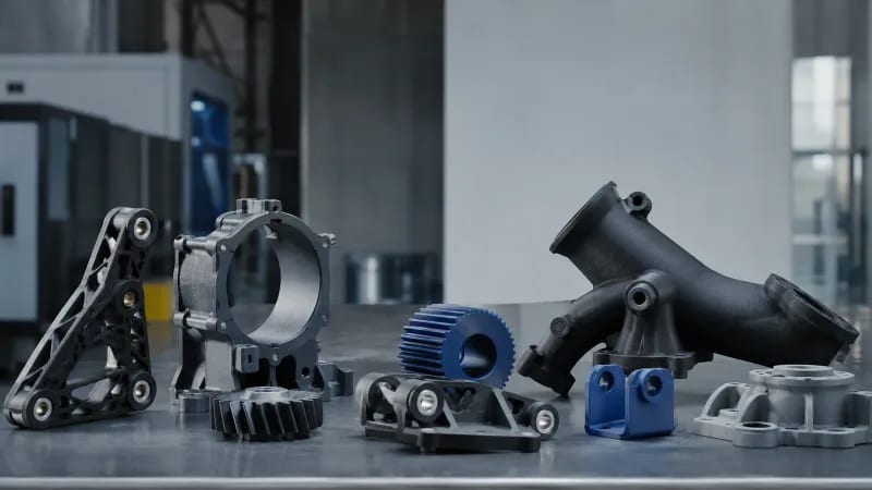 Reinforced engineering printed fixtures gears housings and brackets