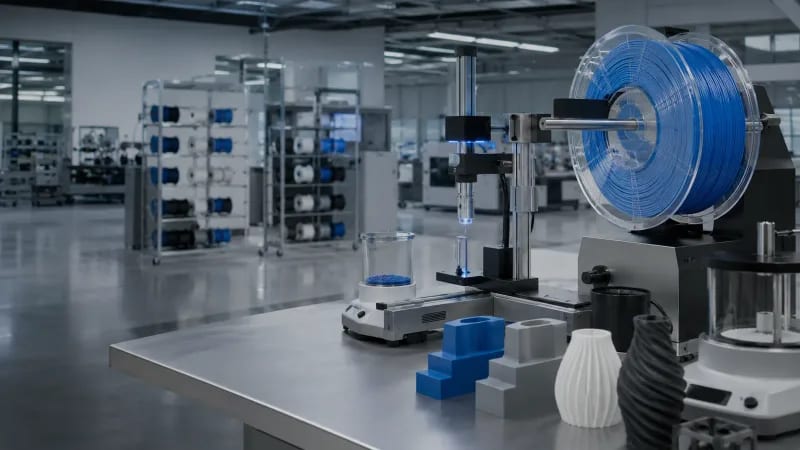 Modern filament factory quality control and inspection station