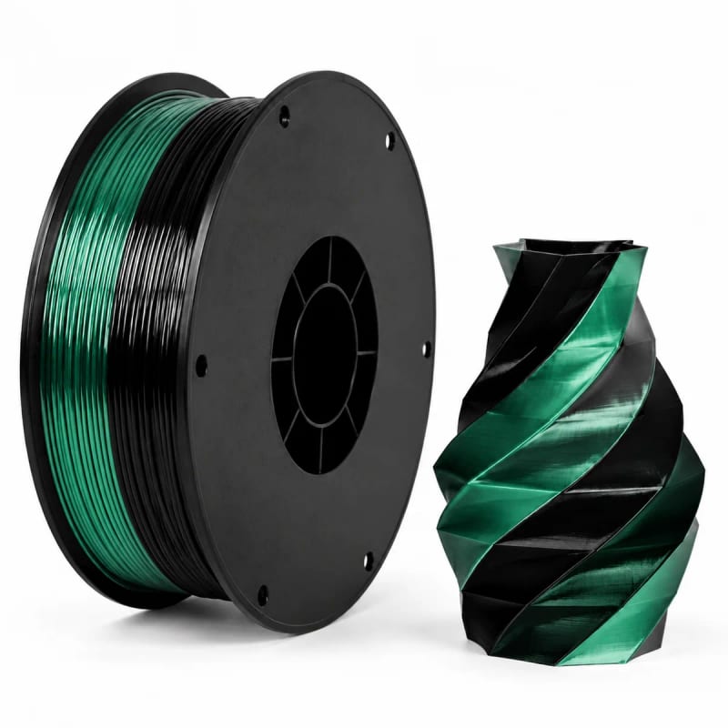 PLA+ Silk Dual Color in Black / Green
