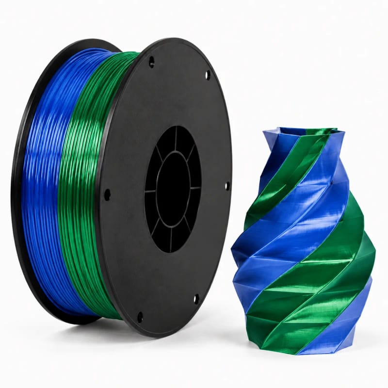 PLA+ Silk Dual Color in Blue / Green