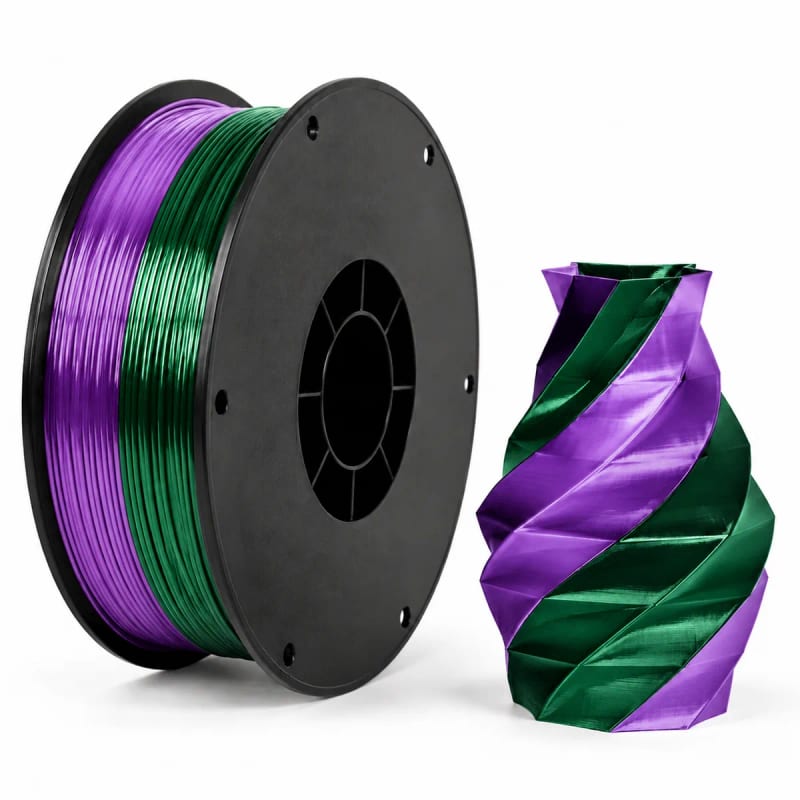 PLA+ Silk Dual Color in Green / Purple