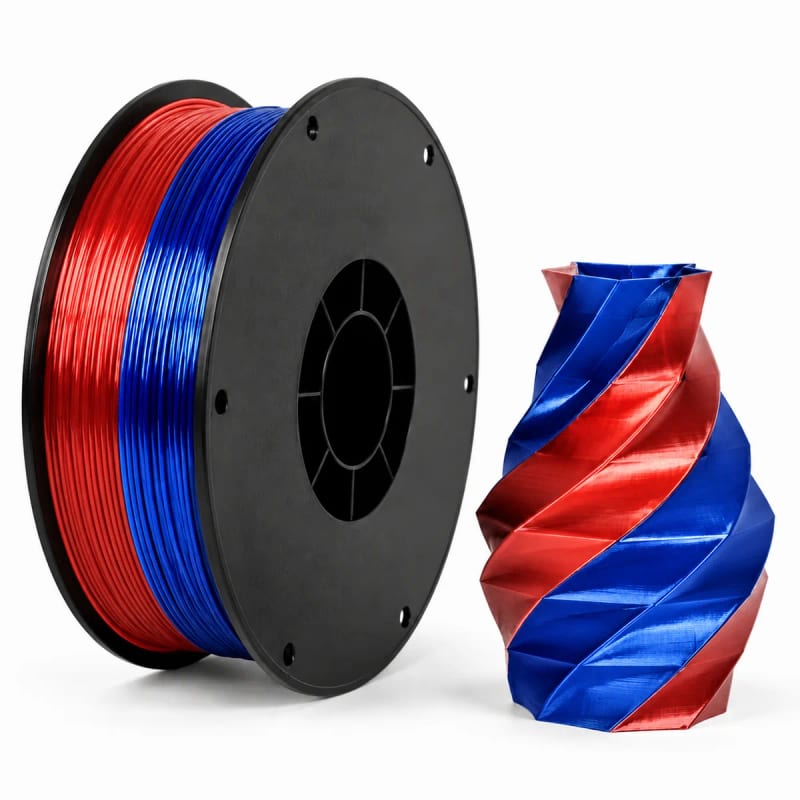PLA+ Silk Dual Color in Red / Blue