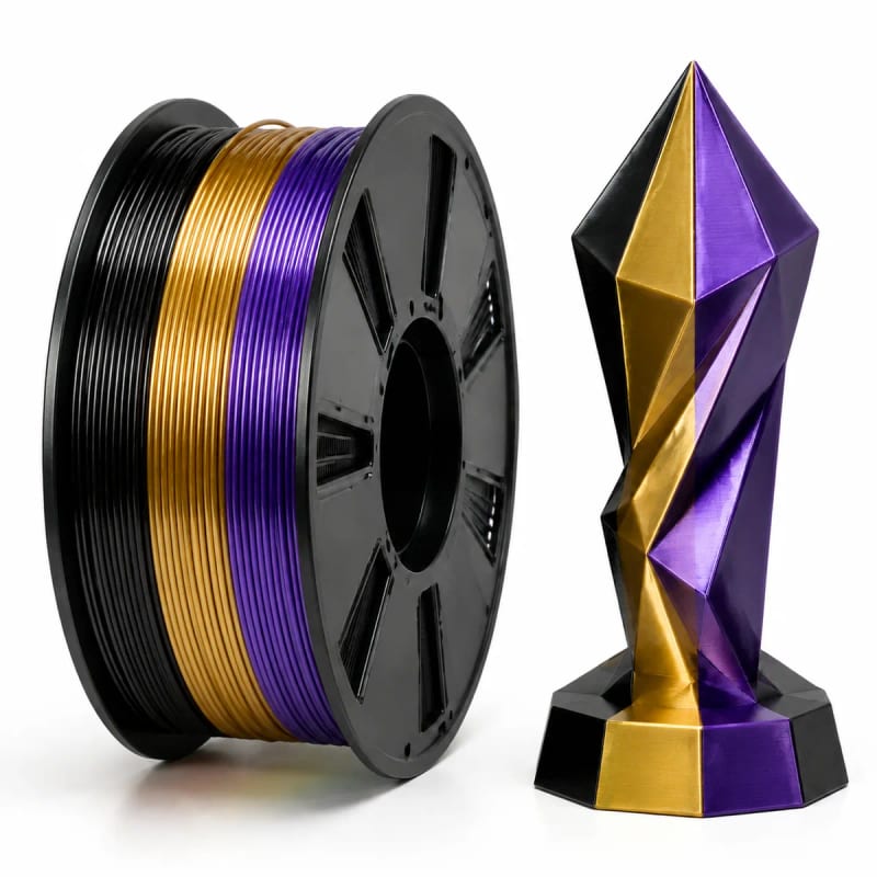 PLA+ Silk Tri Color in Black / Gold / Purple