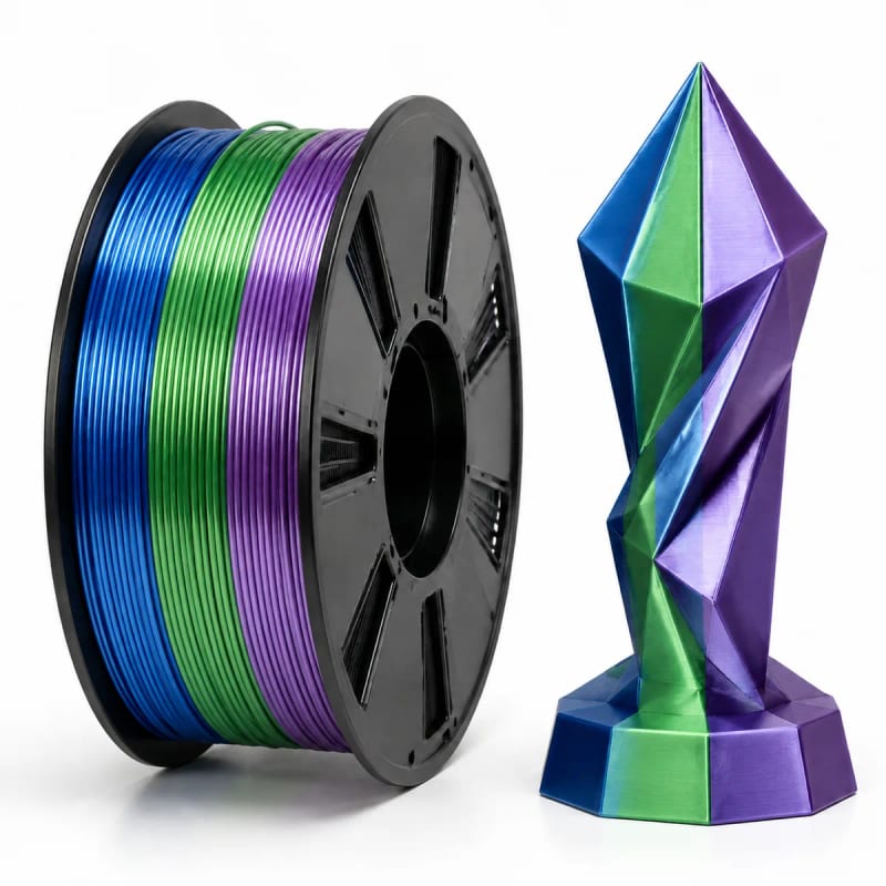 PLA+ Silk Tri Color in Blue / Green / Purple