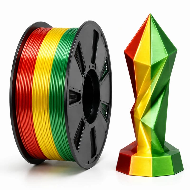 PLA+ Silk Tri Color in Red / Yellow / Green